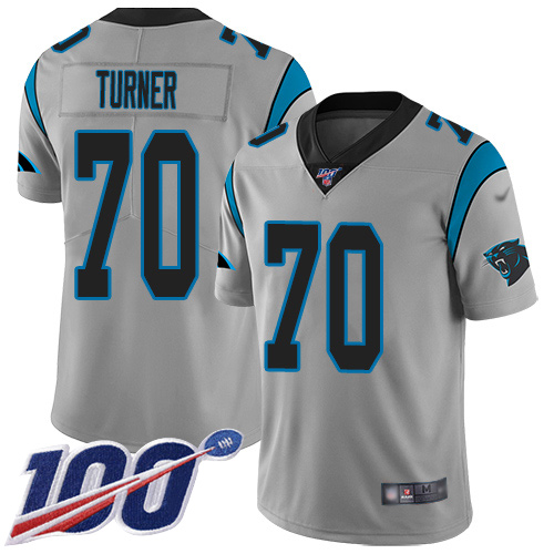 Carolina Panthers Limited Silver Youth Trai Turner Jersey NFL Football #70 100th Season Inverted Legend